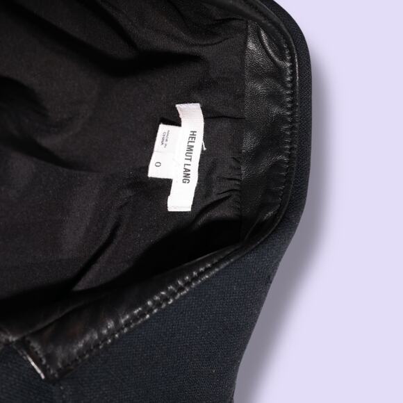 HELMUT LANG Black Blazer with Lamb Leather Trim - Size 0 - Picture 8 of 8